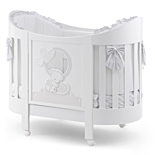 Детская кровать Italbaby LOVE OVAL, белый (в комплекте матрас и белье 4  предмета)