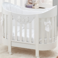 Детская кровать Italbaby Happy Family Oval, белый (в комплекте матрас и белье 4 предмета)