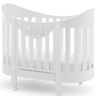 Детская кровать Italbaby Happy Family Oval, белый (в комплекте матрас и белье 4 предмета)